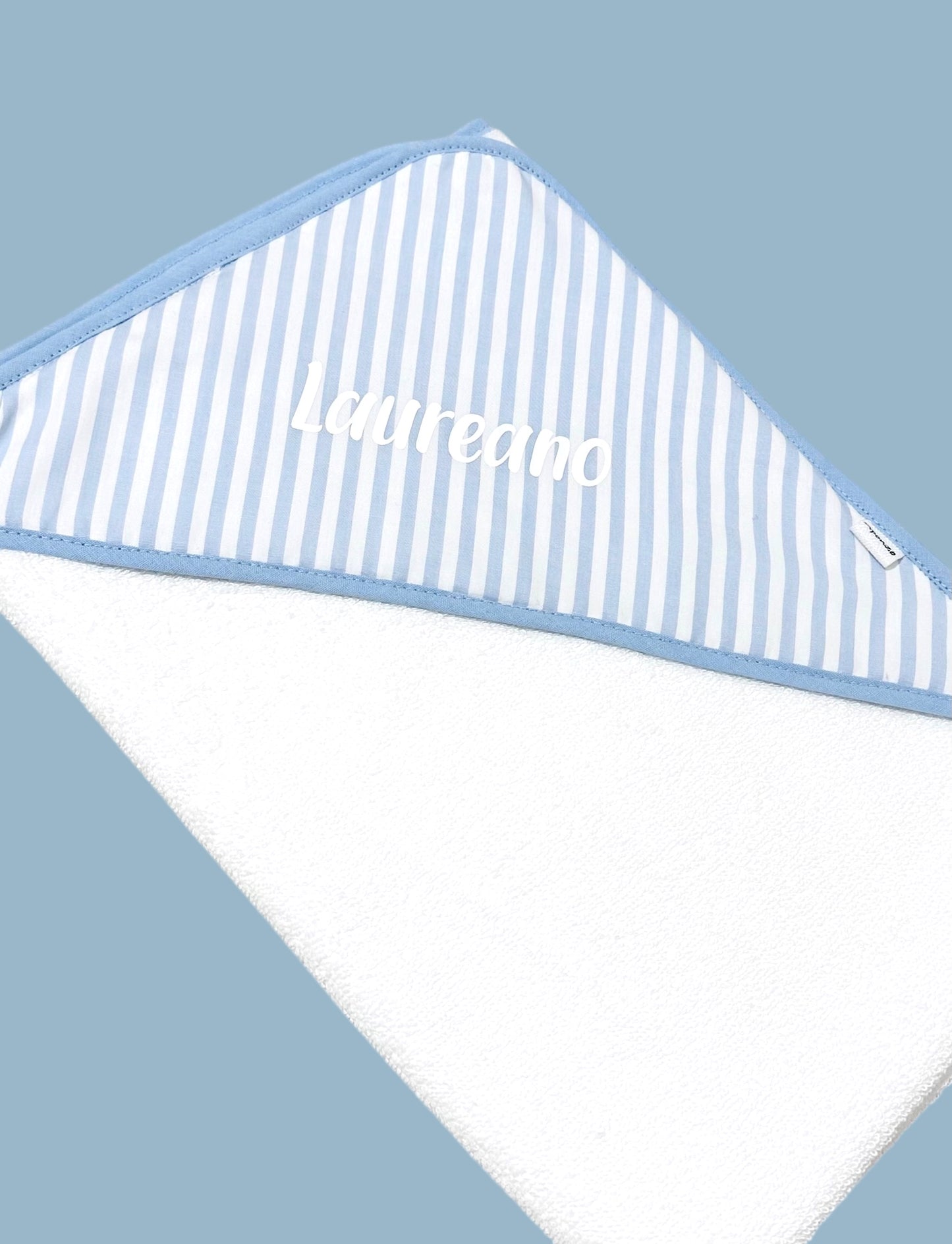 Toalla con capucha Rayado celeste y blanco Personalizada