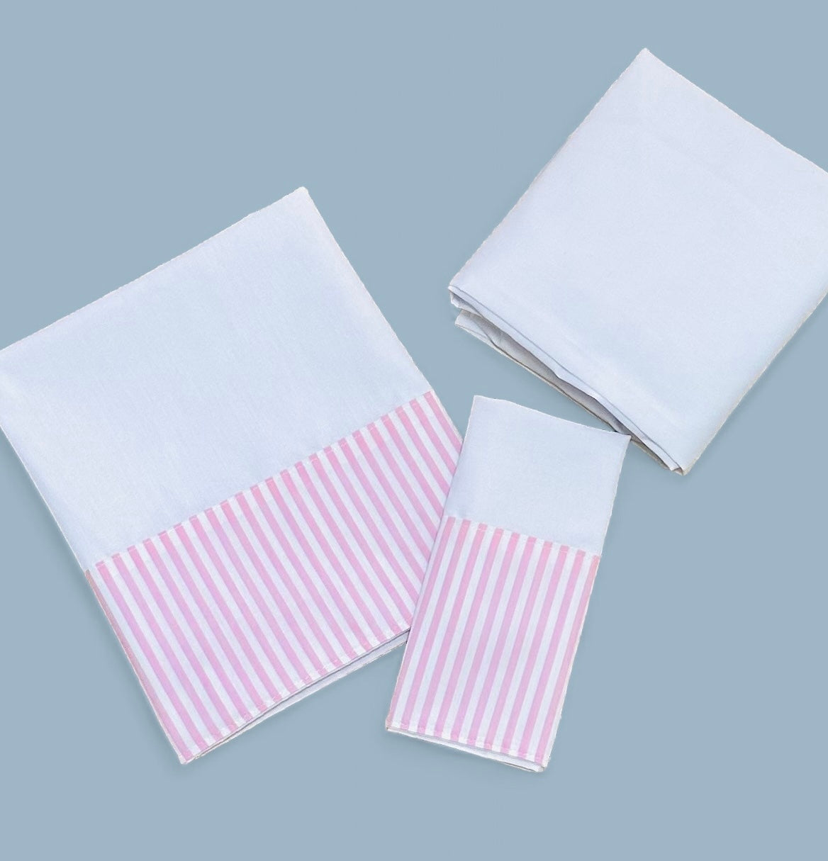 Sabanas de Colecho Rayado rosado y blanco Personalizada