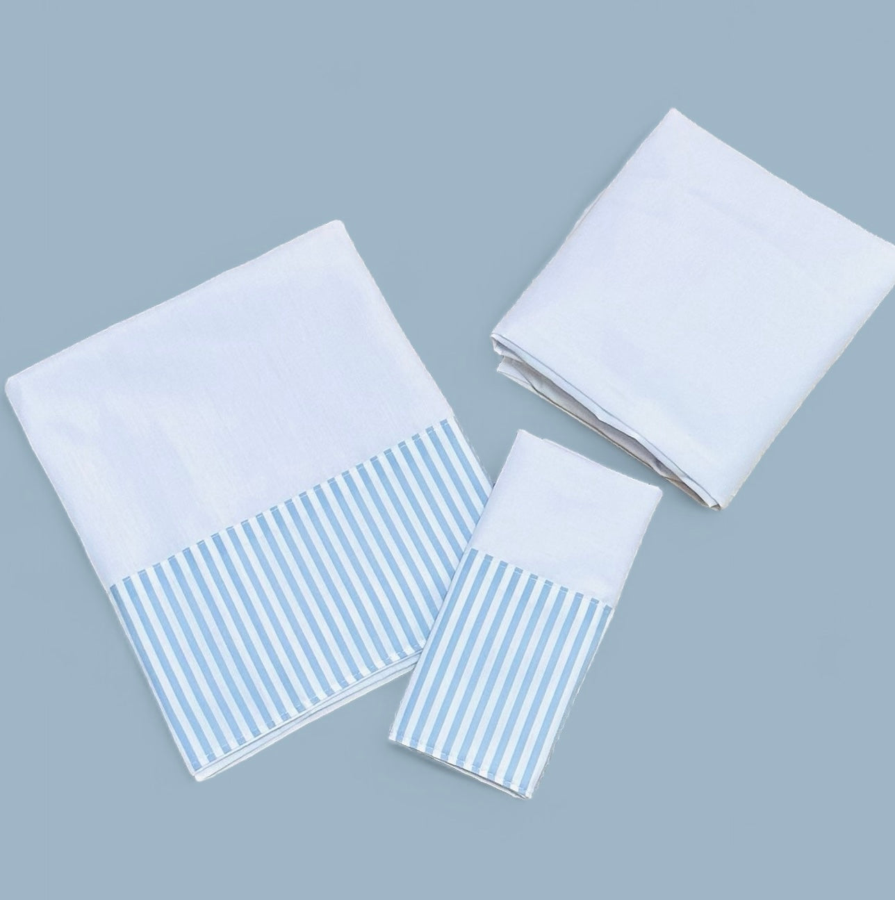 Sabanas de Colecho Rayado celeste y blanco Personalizada