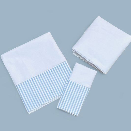 Sabanas de Colecho Rayado celeste y blanco Personalizada